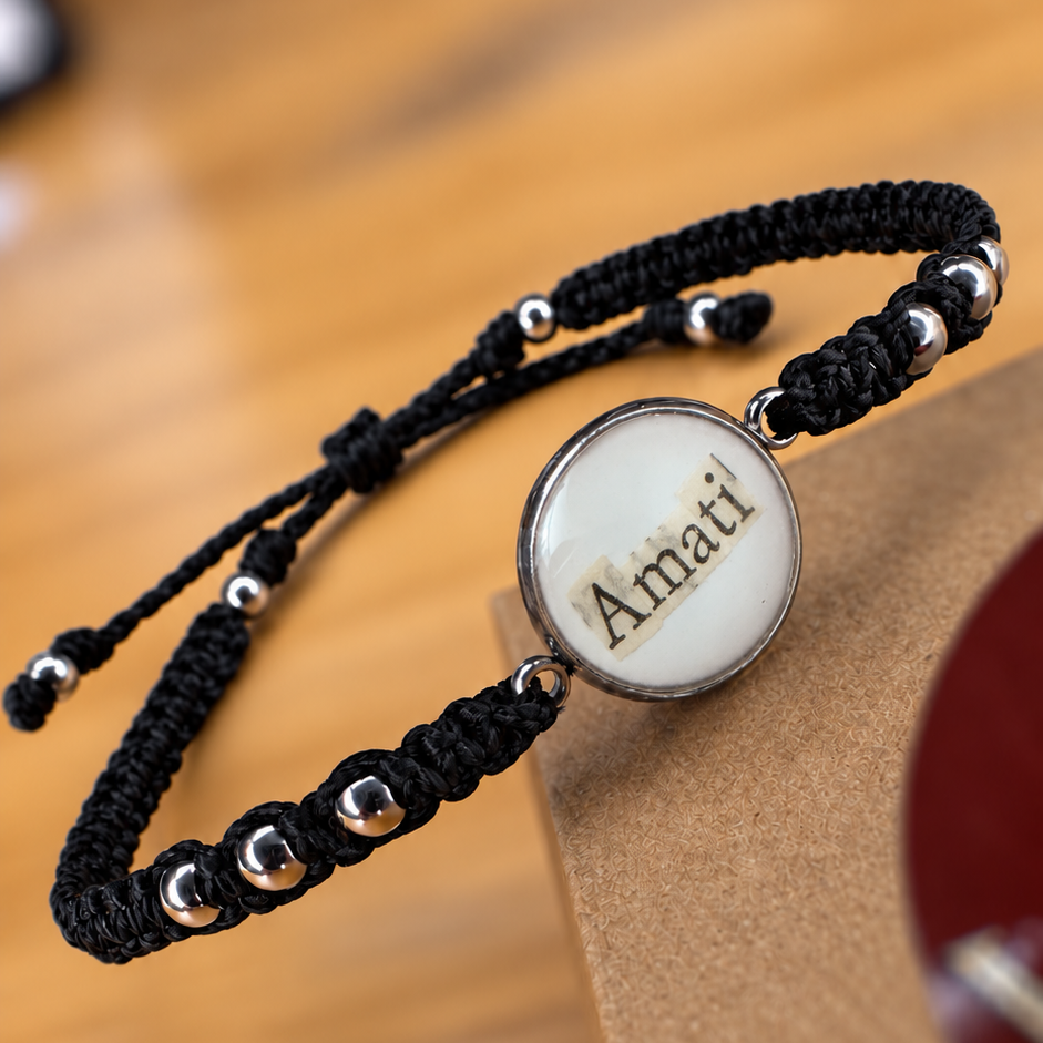 Bracciale macramé e resina personalizzabile