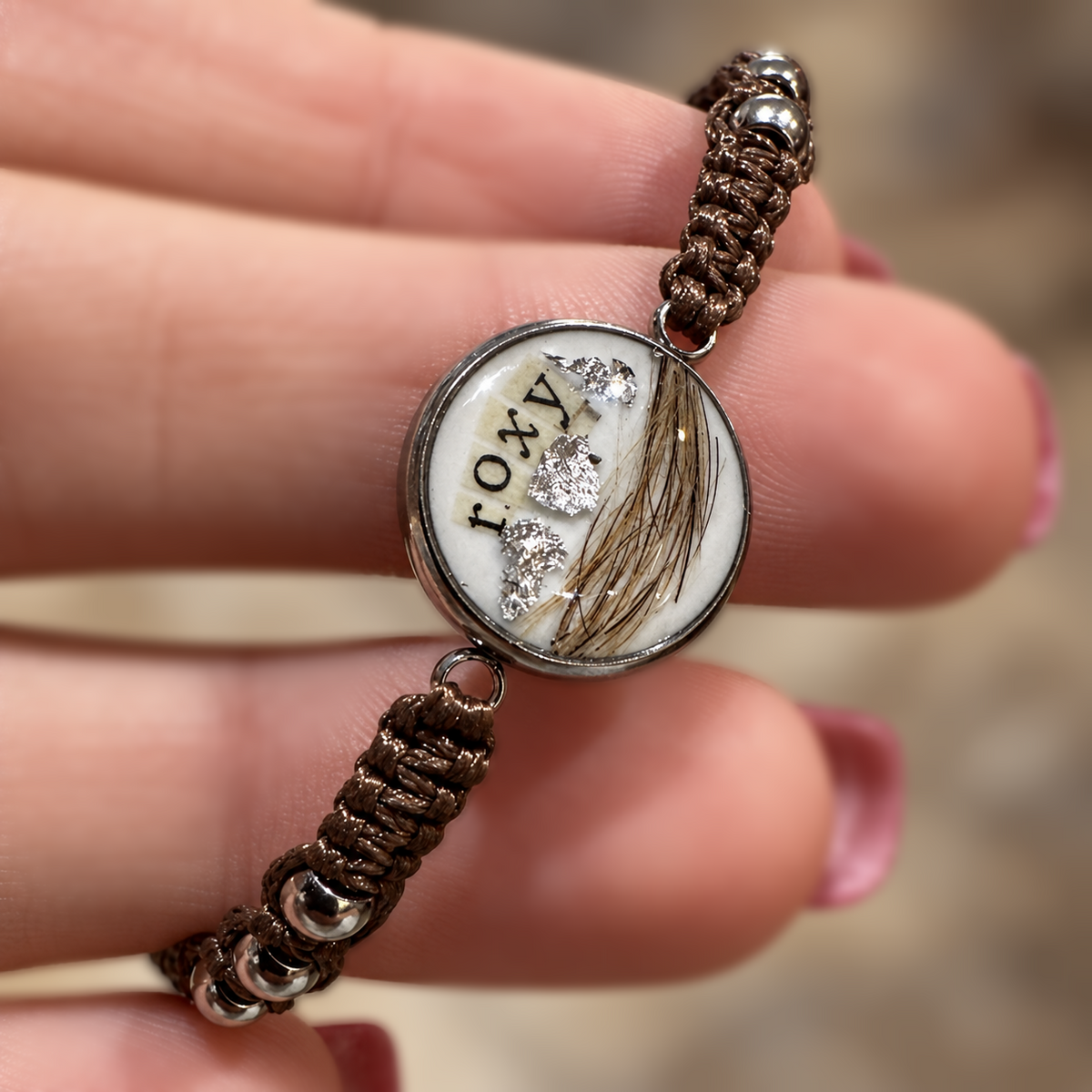 Bracciale macramé e resina personalizzabile